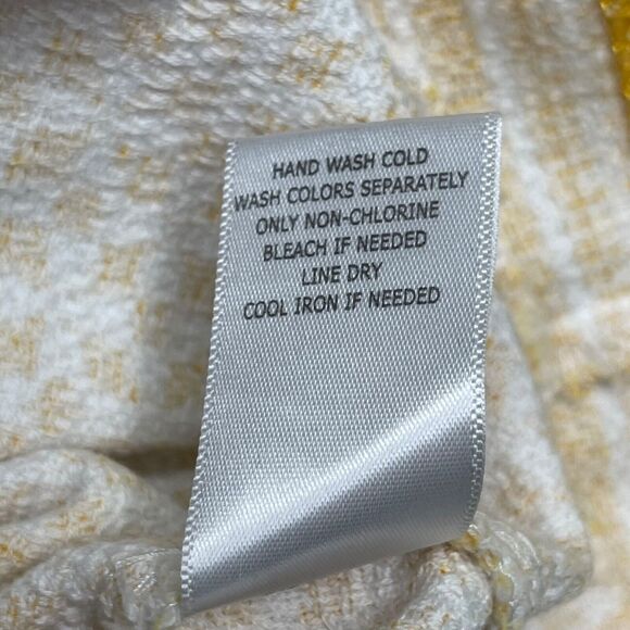 Taylor Brand Sun Dress 4 Yellow Geometric Print Cotton Textured Cutout Shoulders - Picture 13 of 16